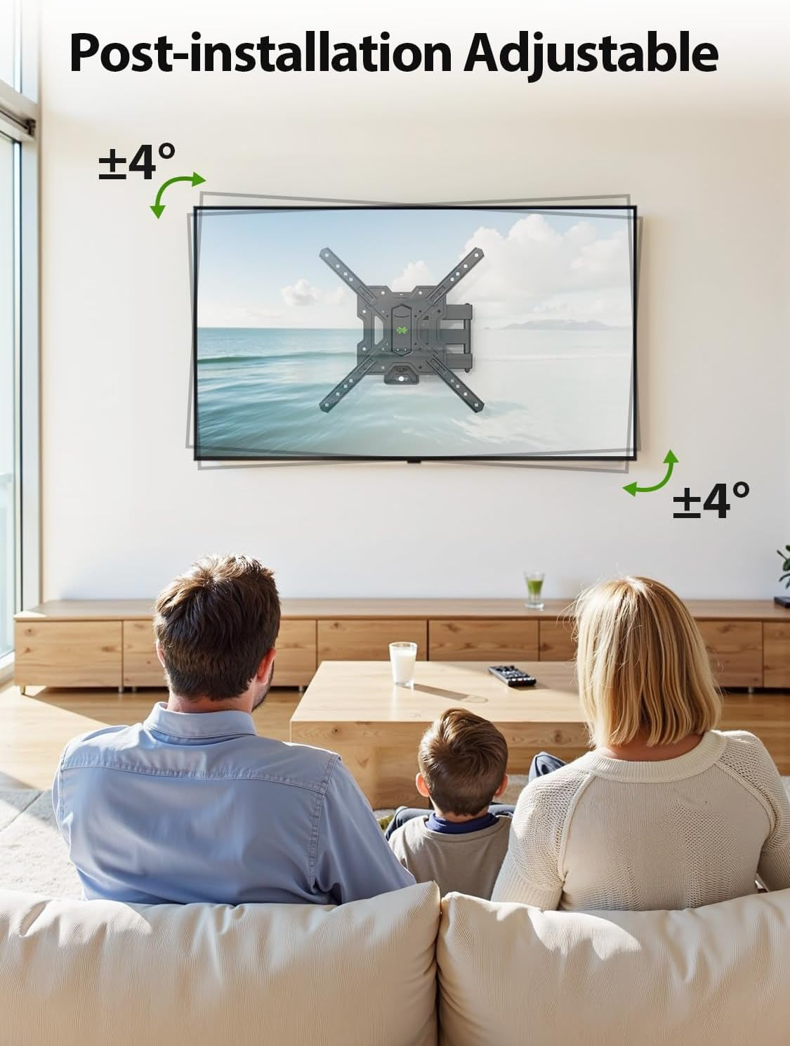 UL Listed Full Motion TV Mount, Swivel Articulating Tilt TV Wall Mount for 26-65 Inch LED, 4K, Wall Mount Bracket with VESA 400X400Mm up to 77Lbs, Perfect Center Design -XMM006-1