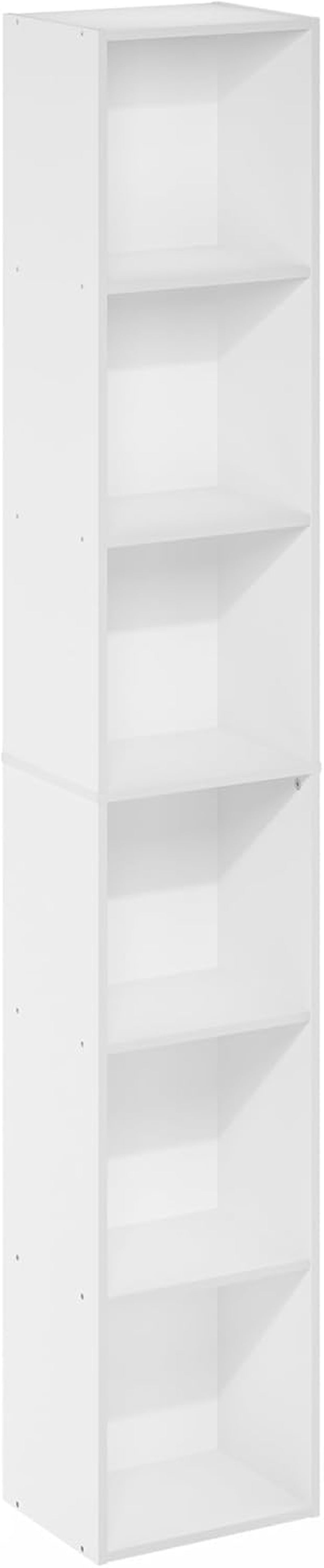 LUDER Book Shelf, 6-Tier Tall Modern Bookshelf, Bookcase with Open Shelves, 9.3 X 12 X 71, for Living Room, Bedroom, Home Office, White