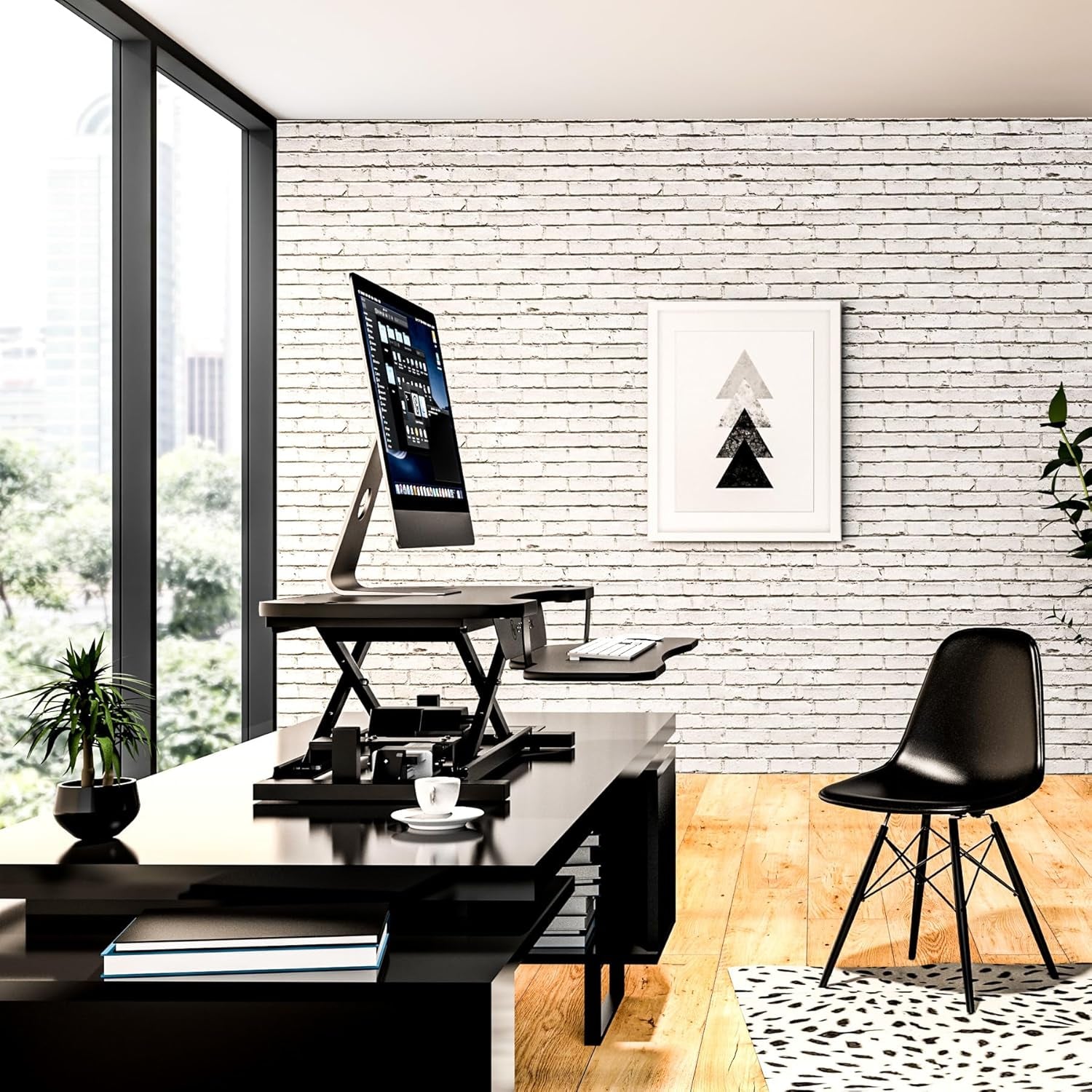 VRSADESK Powerpro™ Electric Standing Desk Converter - Height Adjustable Desk Riser with Keyboard Tray - Holds 80 Lbs - Built-In USB Charging Port - Ergonomic Sit Stand Workstation | White (36 Inch)