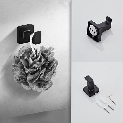 Matte Black Bathroom Hardware Set 4 Pieces,Towel Bar Set Stainless Steel Wall Mounted, Includes 16In Hand Towel Bar, Towel Ring, Robe Towel Hooks,Toilet Paper Holder, Bathroom Towel Rack Set