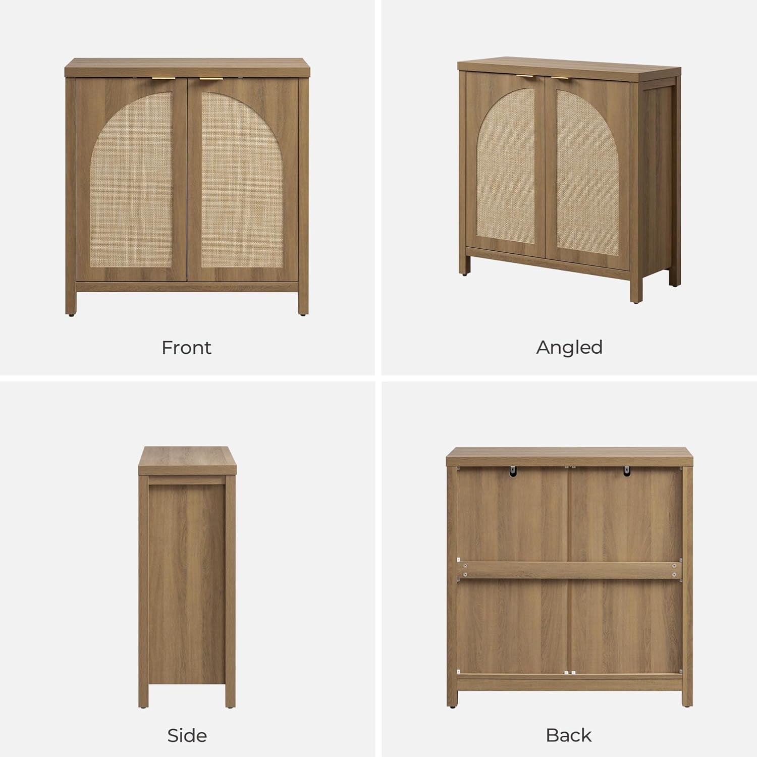 68" W Rattan Sideboard Buffet Cabinet with Storage Set of 2, Mid Century Modern Credenza with Arch Doors & Shelves Farmhouse Coffee Bar Media Console Cabinets for Living Room, Entryway