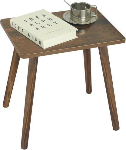 Side Table, Small Wood End Table Living Room, Mini Bed Side Table Modern Accent Nightstand with Solid Wood for Bedroom Office Small Spaces, Rustic Brown