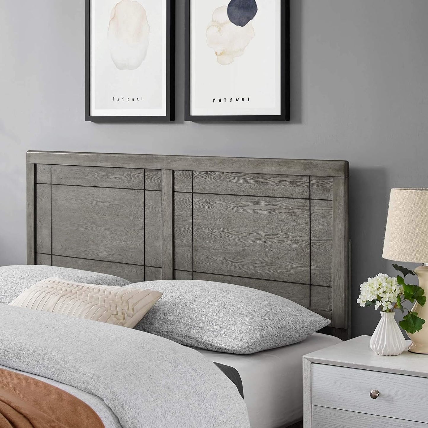 MOD-6221-GRY Archie Full Wood Headboard, Gray