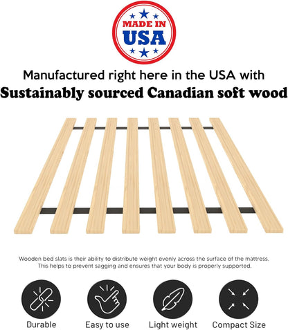 , 0.68-Inch Heavy Duty Vertical Wooden Bunkie Board/Bed Slats, Enhance Mattress Support, Queen(60"), Beige