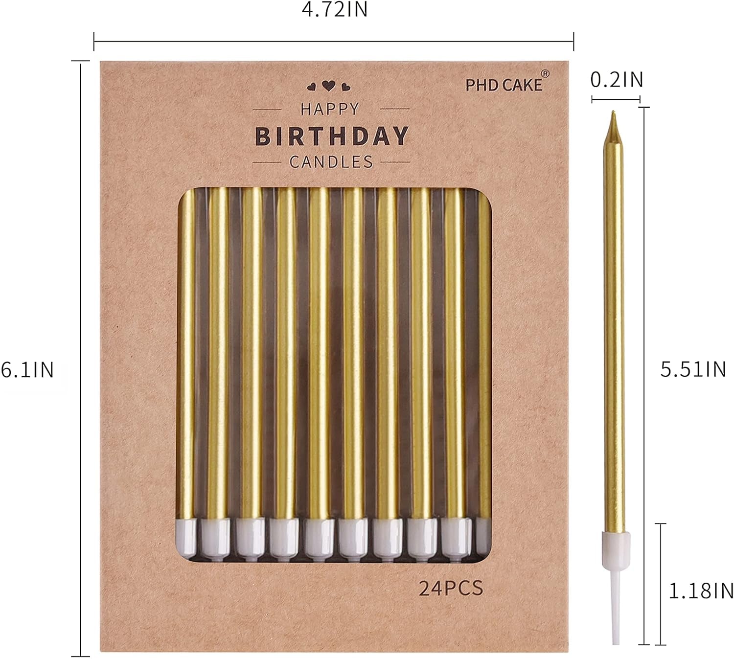 Gold Long Thin Metallic Birthday Candles, Cake Candles, Birthday Parties, Wedding Decorations, Party Candles, Cake Decorations