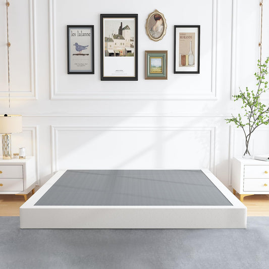 5 Inch Heavy Duty Metal Box Spring Mattress Foundation 3000Lbs Max Weight Capacity/Non-Slip/No Noise/Easy Assembly/Easy Clean Cover,King
