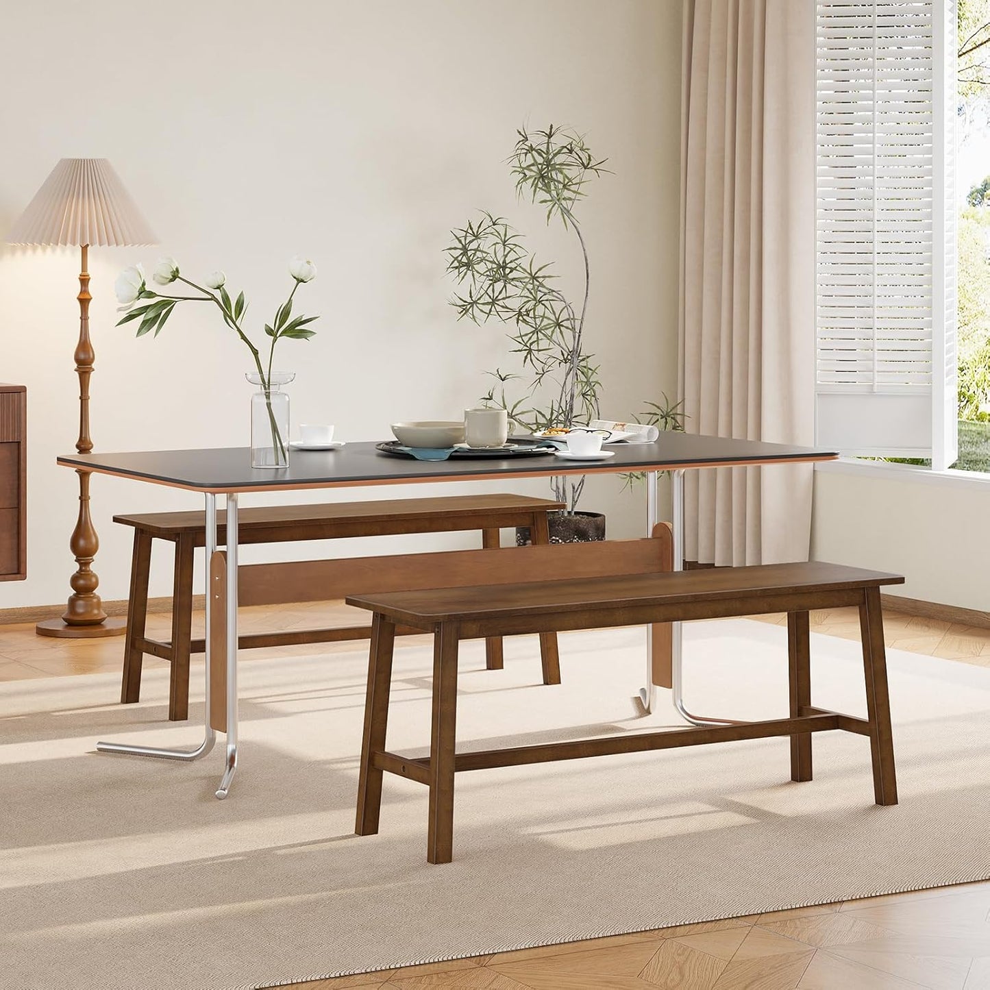 39.3'' Bamboo Dining Bench, Farmhouse Kitchen Table Bench, Kitchen & Living Room Furniture, Easy to Assemble, Sturdy and Stable, Mocha MA03CD01G2