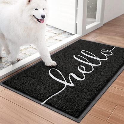 Door Mat (30"X17.5",Black), Welcome Mat Low Profile Front Doormat Floor Mat Non Slip Rugs for Entryway, Patio, High Traffic Areas