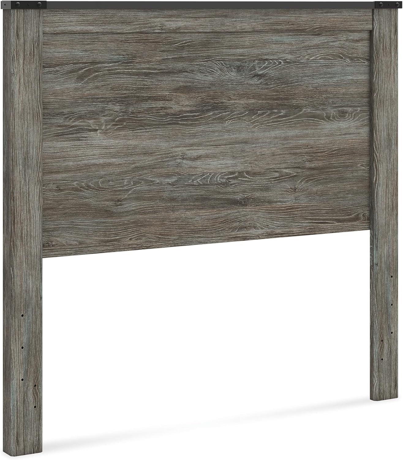 Signature Design by Ashley Frandern Rustic Panel Headboard with Nailhead, Full, Gray
