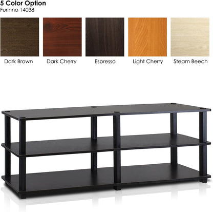 TURN-S-TUBE TV Stand, 3-Tier No Tools Entertainment Center, TV Console for TV up to 46 Inch, for Living Room, Bedroom, Espresso