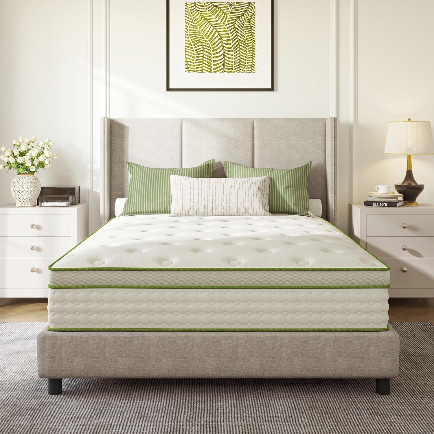 King Mattress 14 Inch Hybrid Memory Foam Mattress in a Box with Individual Pocket Innerspring for Motion Isolation & Pressure Relief, Edge Support, Medium Firm