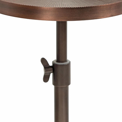 Engles Traditional Adjustable-Height Pedestal Drink Table; 10 X 10 X 30; Bronze; Vintage round Indoor Metal Plant Stand with Embossed Sunburst Pattern