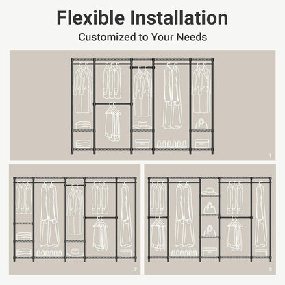 V50 Closet Organizer System, Extra Large Heavy Duty Clothes Rack with Adjustable Shelves, Freestanding Modern Wardrobe for Bedroom, Walk-In Closet, Dressing Room, 1300 Lbs Capacity, Gold