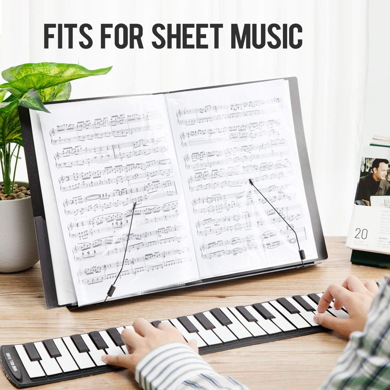 Desktop Sheet Music Stand Metal Angle Adjustable Tabletop Book Reading Cookbook Tablet Holder Stand Tray and Page Paper Clip CY0214