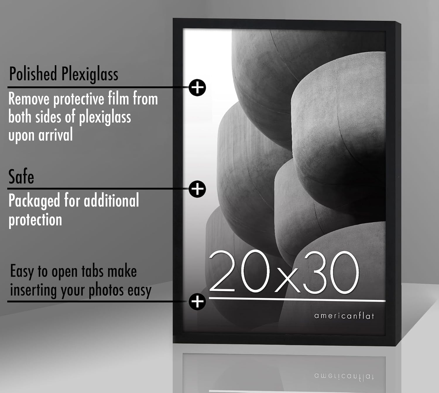 20X30 Poster Frame with Polished Plexiglass - Streamline Collection - Thin Border Picture Frame for Wall Display - Hanging Hardware Included - Black