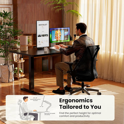 Height Adjustable Electric Standing Desk, 48 X 24 Inches Sit Stand up Desk, Memory Computer Home Office Desk, Black