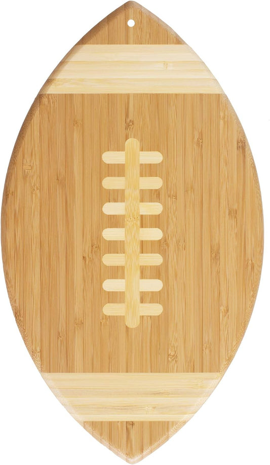 Football Shaped Bamboo Wood Cutting Board and Charcuterie Board, Great Gift for Football Fans