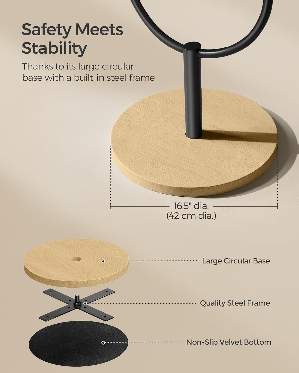 Full-Length Floor Mirror, 3-In-1, Modern Standing Full Body Mirror, Inspired by Original Award-Winning Design, 16.5 X 18.9 X 68.9 Inches, Living Room, Bedroom, Oak Beige and Ink Black