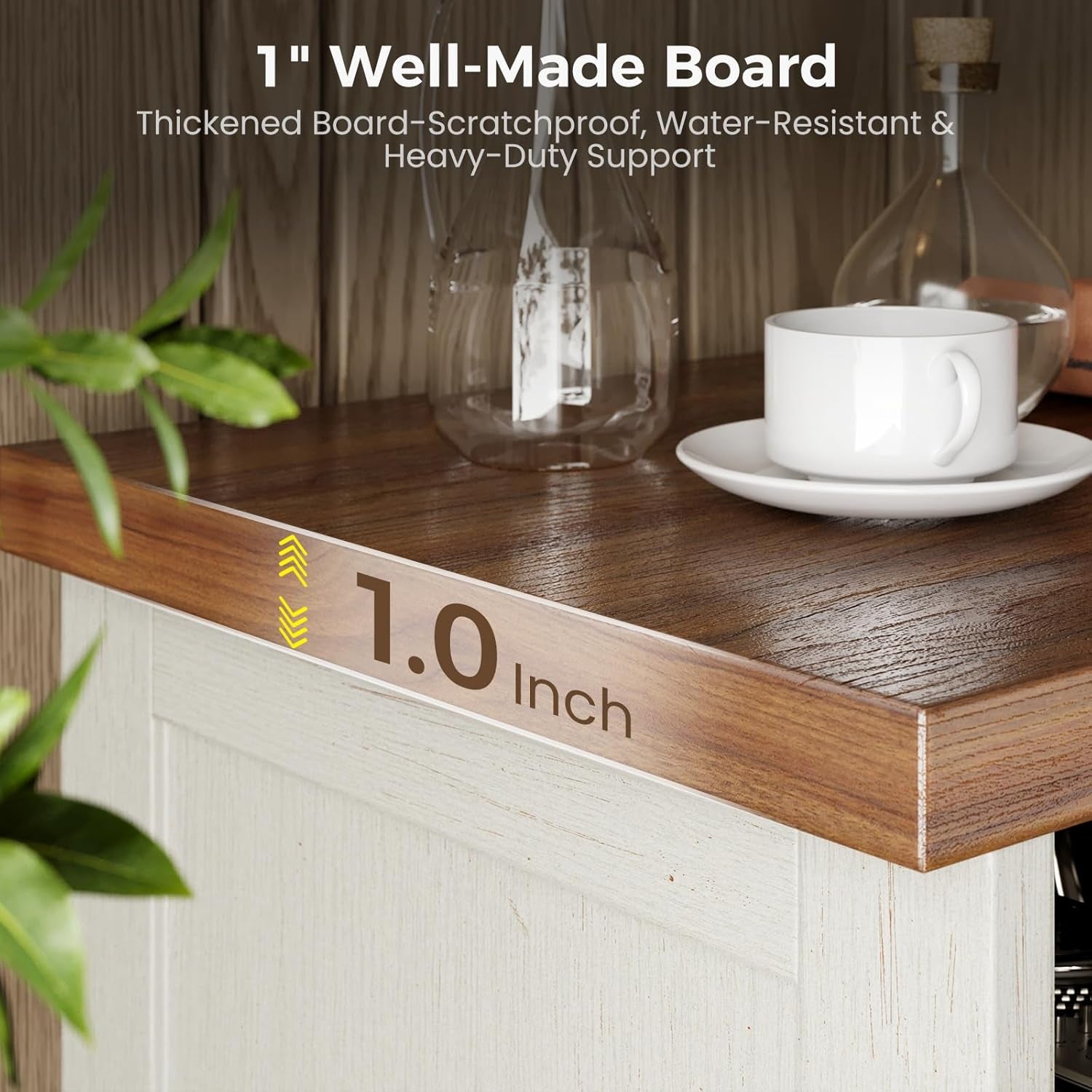 TV Stand for 65 Inch TV, Farmhouse Entertainment Center with Power Outlet & LED Light and Storage Cabinets, Console Table and Media Furniture for Living Room Bedroom, White