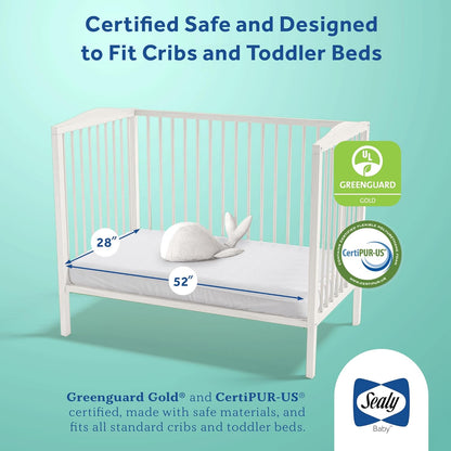 Butterfly Knit Breathable Crib Mattress, GREENGUARD GOLD Certified, Made in USA, Premium Foam, Washable Easy to Clean Cover, Toddler Bed Fit, Safety & Quality Tested, 52X28"
