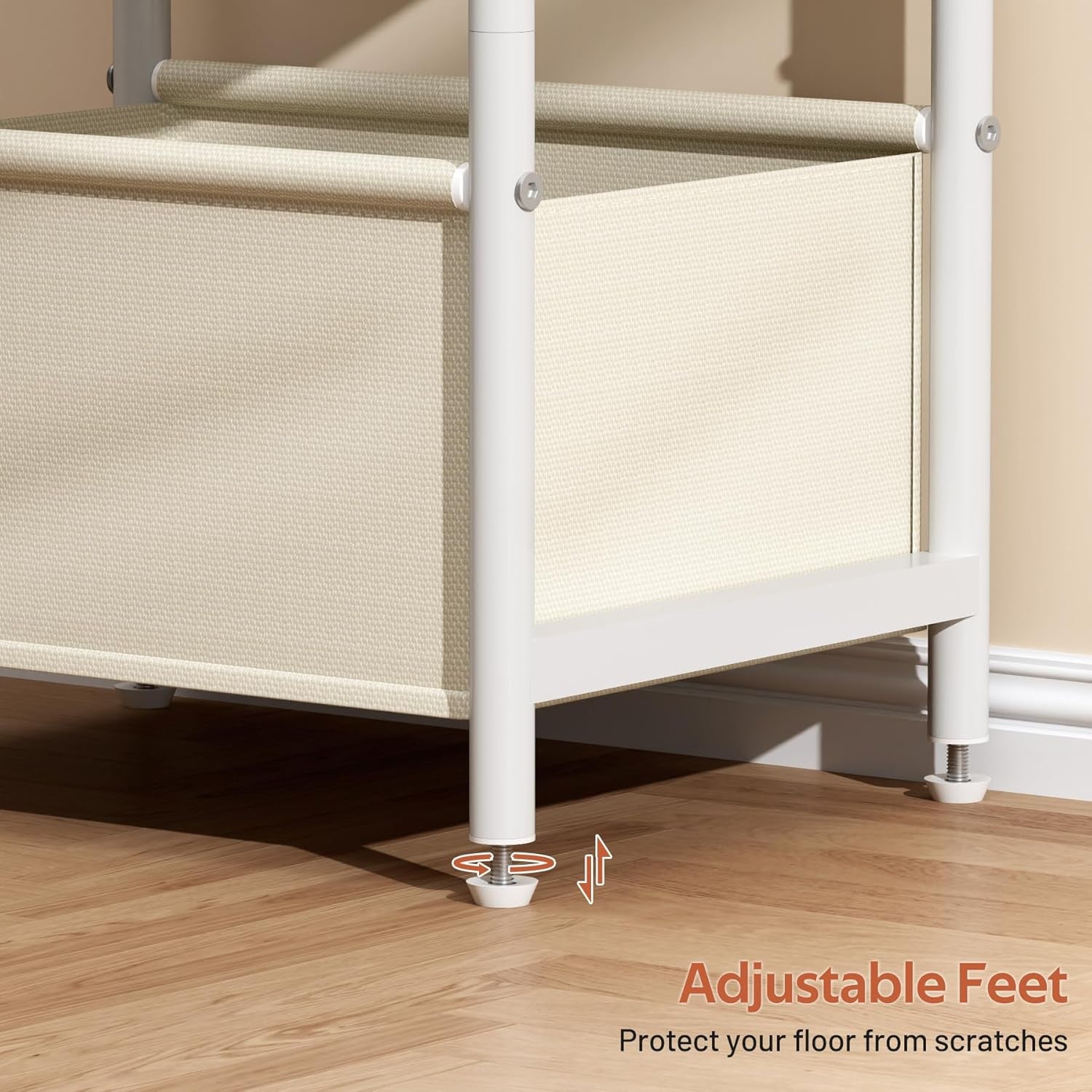 Nursery Side Table for Living Room with Large Storage Tabletop Small End Tables for Small Spaces with Fabric Basket White Bedside Table Toddler Night Stand for Bedroom, Sofa, Dorm, Office