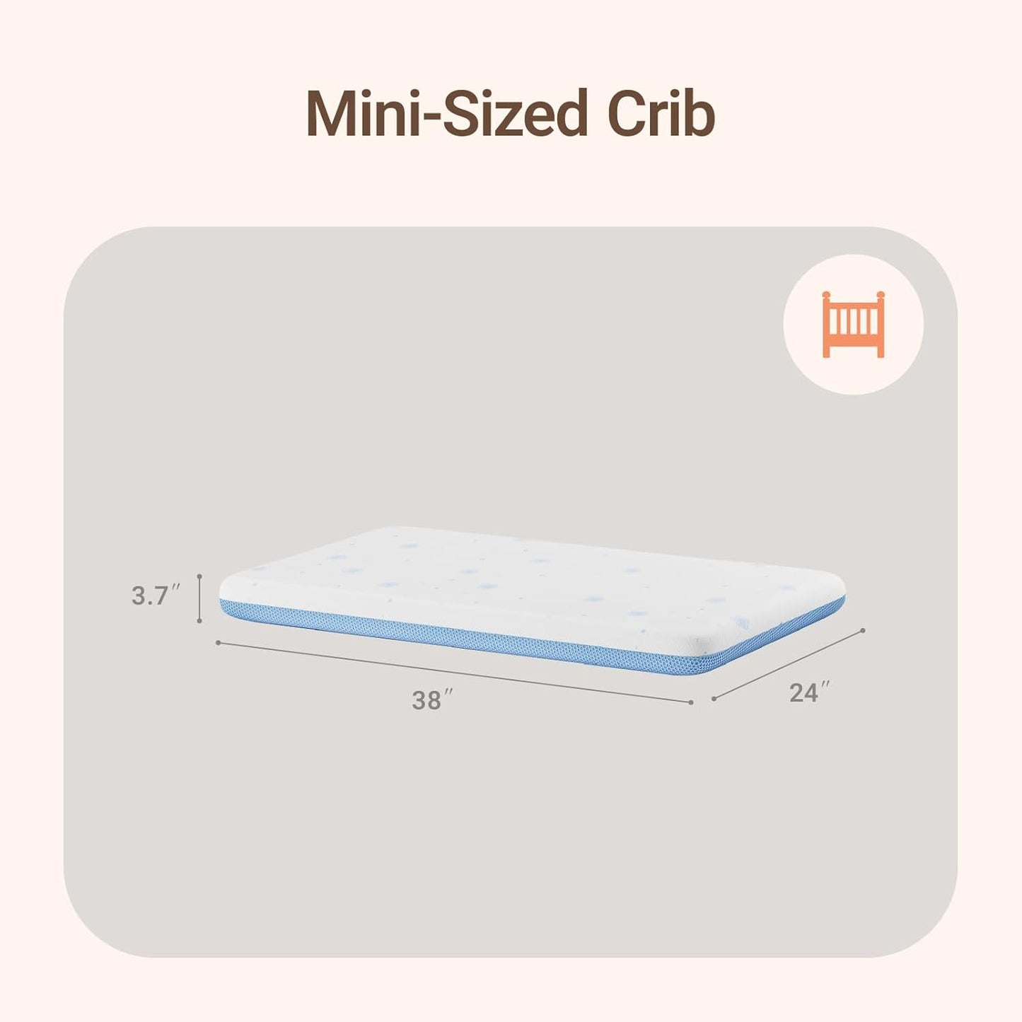 Premium Crib & Mattress - Certipur-Us Certified, Fits All Mini & Baby Crib Beds, Baby Mattress Waterproof Sleep Surface,Mini