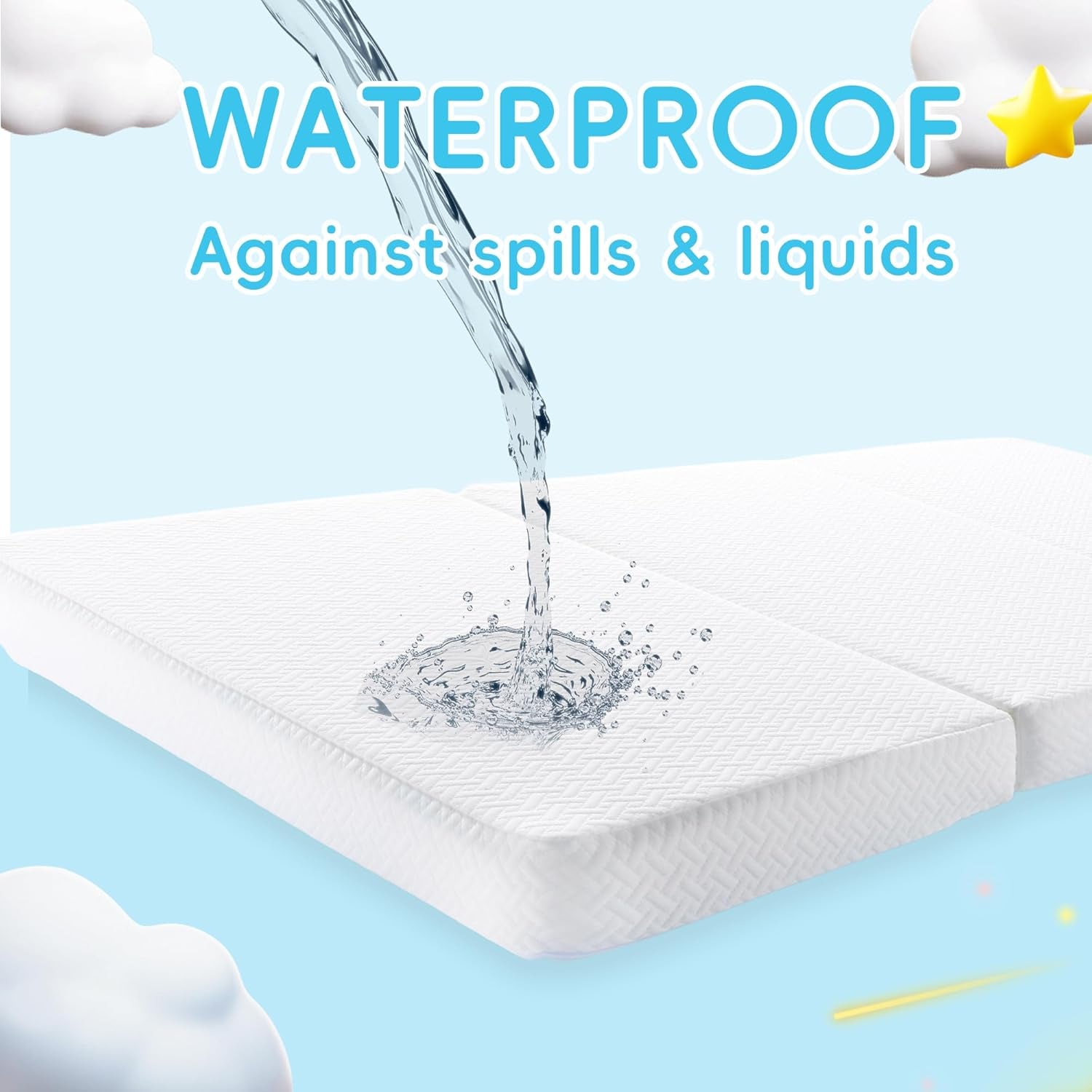 Pack and Play Mattress 38"X26", Tri-Fold Portable Pack N Play Mattresses for Playpens, Dual-Layer Crib Mattress with Waterproof Washable Breathable Cover for Infants and Toddlers