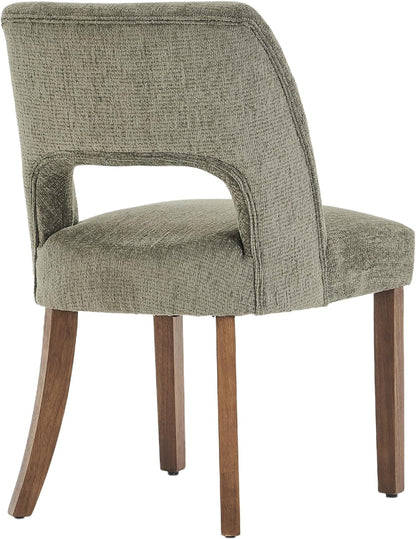 Wooden Dining Chairs Set of 2, Modern Fabric Upholstered Dining Room Chair Kitchen Chairs, Farmhouse Dinner Chair for Kitchen Dining Room, Green