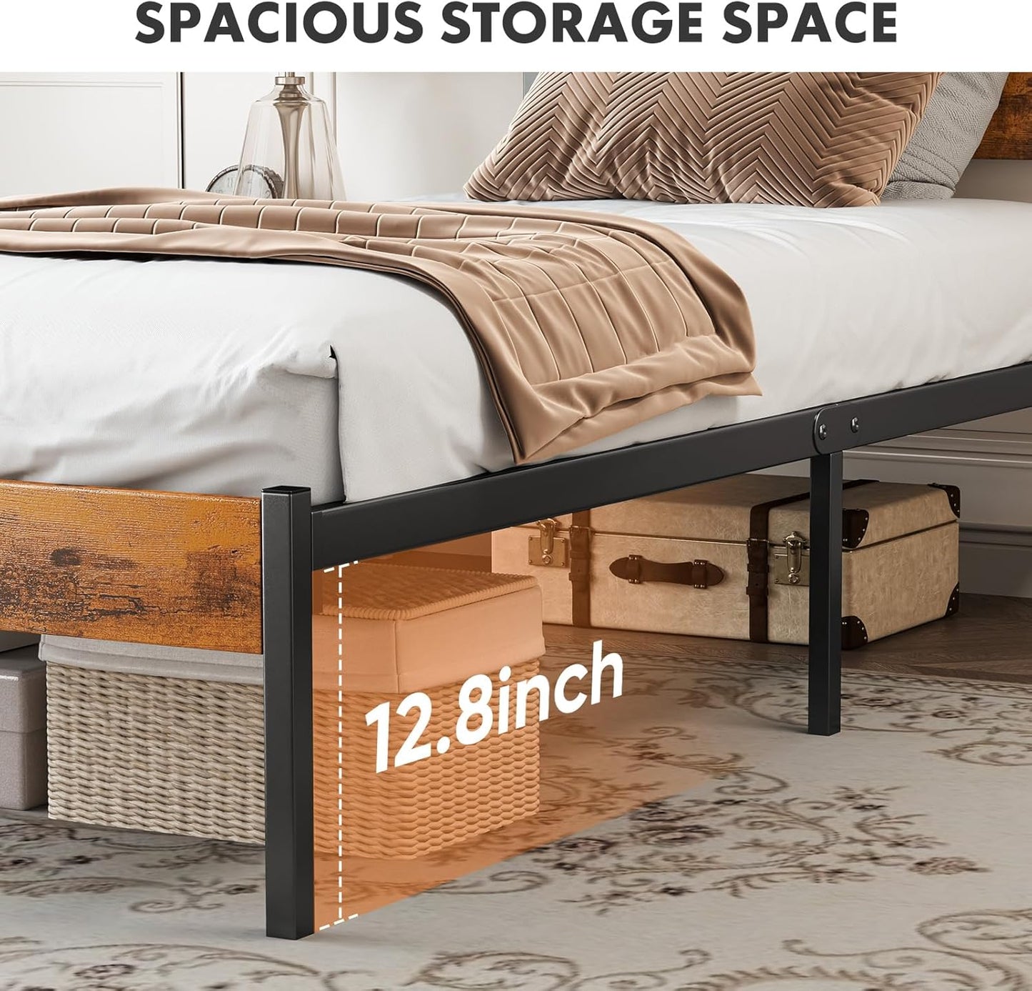 Twin Size Metal Platform Bed Frame - Mattress Foundation with Headboard and and Footboard, No Box Spring Needed with 700LBS Sturdy Wooden Slats Support, Noise Free, Easy Assembly