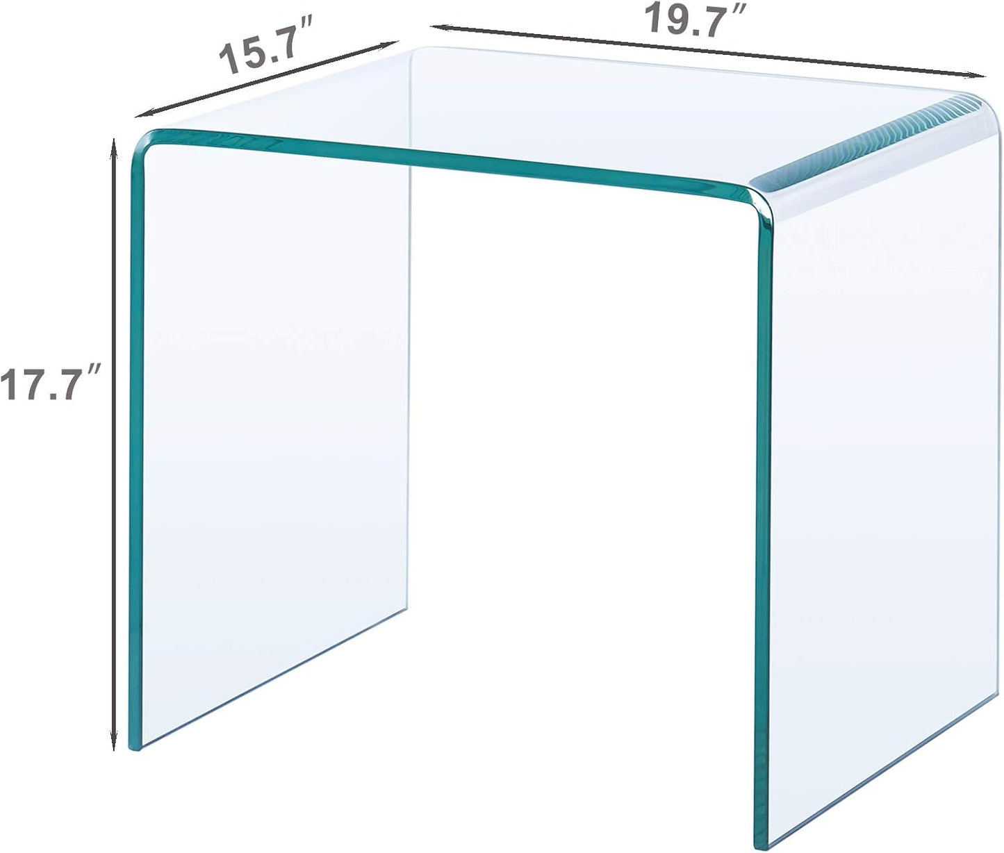 Glass End Side Table for Living Room Nightstand Bedside Table Small Coffee Table(19.7" X15.7X17.7) (20X16X18)