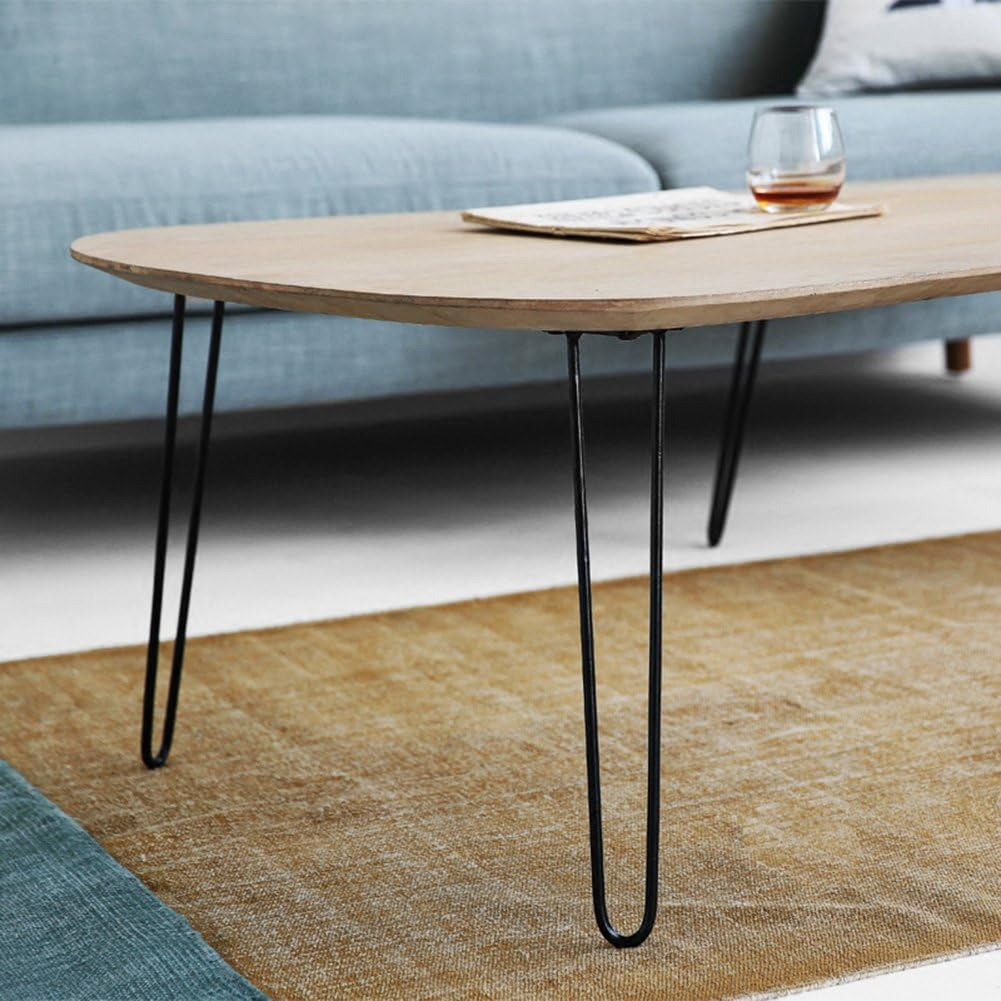 Hairpin Legs 16 Inch Set of 4, DIY Metal Table Furniture Legs Ideal for Dining Table, Desk, 3/8" Diameter Mid Century Modern Style (16", Black)