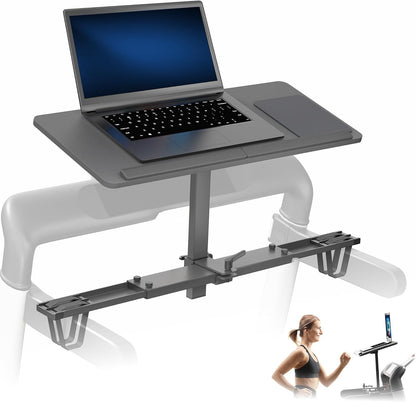 Universal Wooden Laptop Treadmill Desk, Adjustable Ergonomic Notebook Mount Stand for Treadmills, Includes Mouse Pad and Wrist Support, Stand-Tdml4
