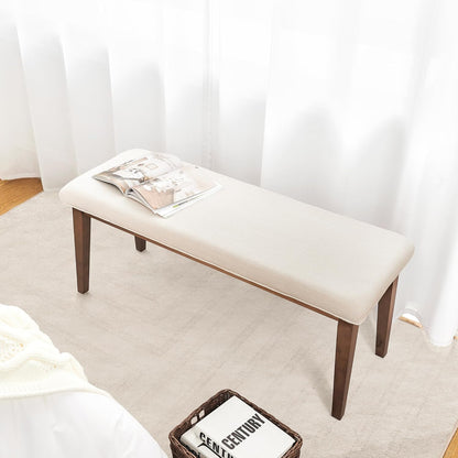 Upholstered Bench for Bedroom End of Bed,42.5-Inch Entryway Bench for Living Room,Dining Bench with Padded Seat and Solid Wood Leg for Kitchen Bedroom,Indoor and Hallway (Bench, Beige)