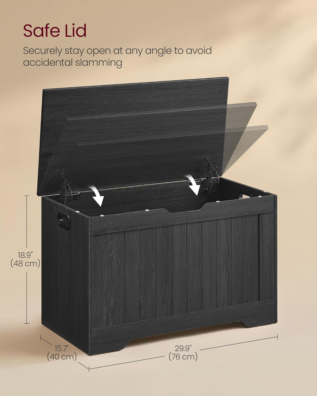 Storage Chest, 29.9 Inches Width Storage Bench, Entryway Bench with 2 Safety Hinges, Shoe Bench, Farmhouse Style, for Entryway, Bedroom, Living Room, Charcoal Gray ULHS011B02