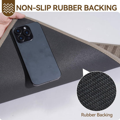 Front Door Mat 17''X30'', Absorbent Muddy Dirt Resist Washable Non Slip Low-Profile Indoor Doormat, Welcome Entryway Door Mats, Brown
