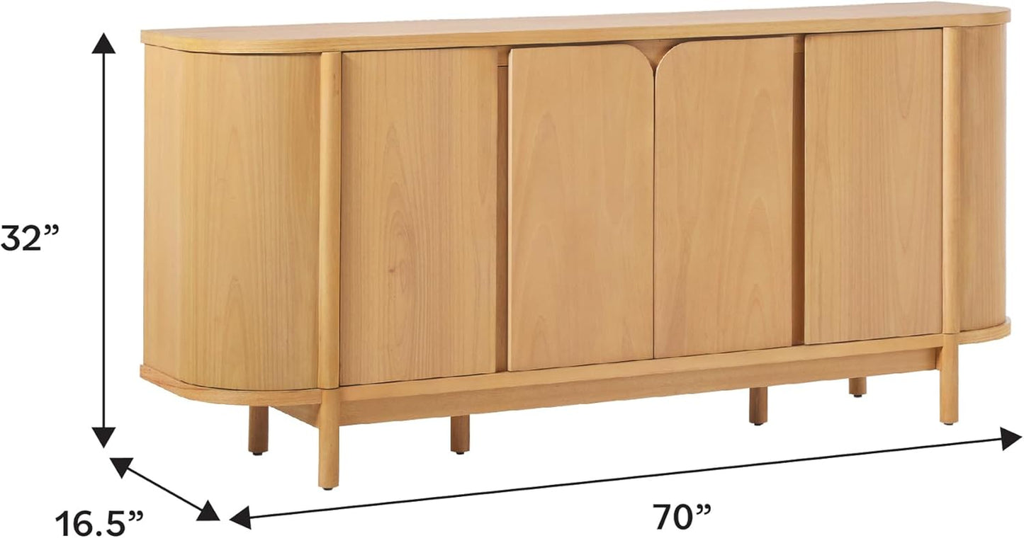 Ezra 70" Curved Sideboard Cabinet - Natural