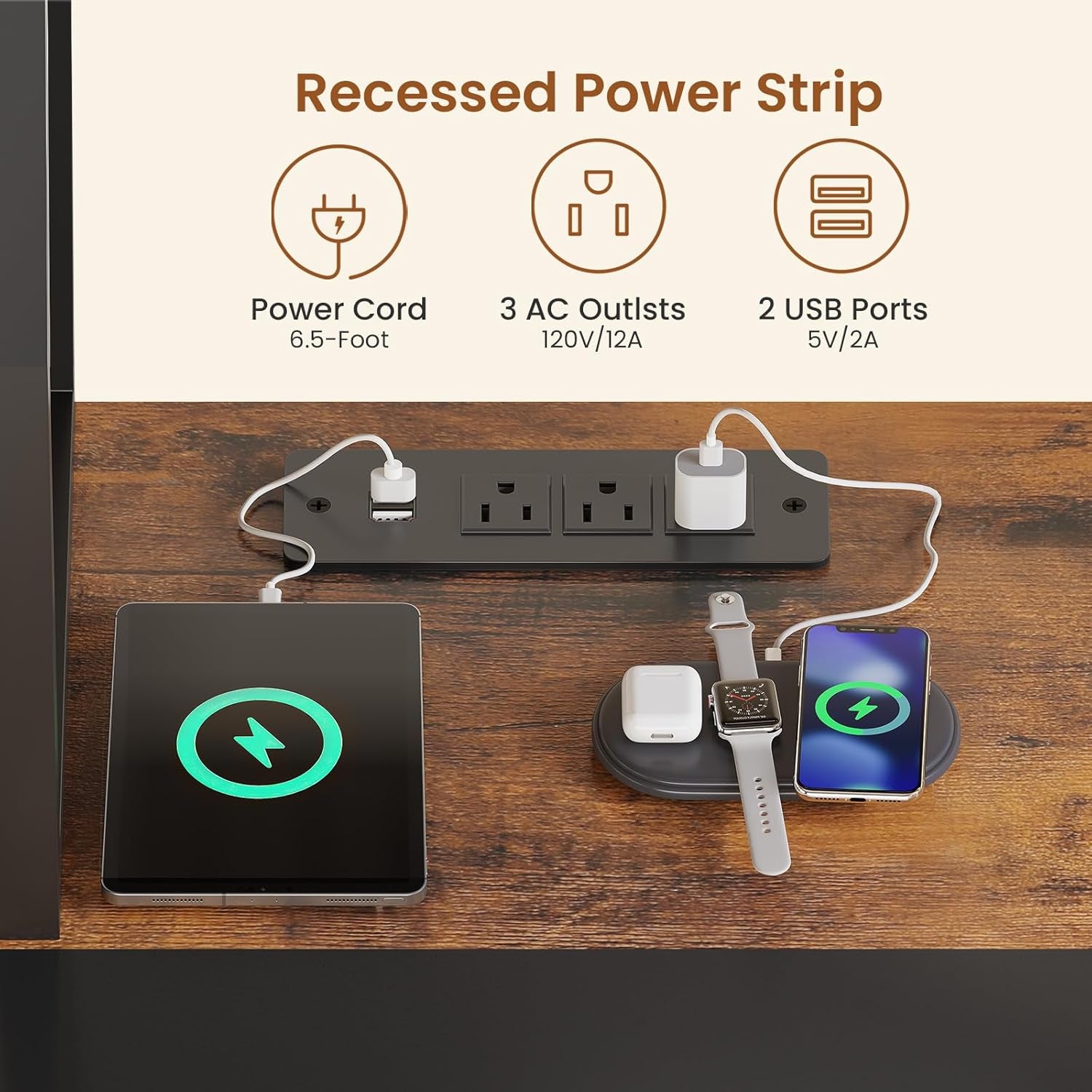 L Shaped Gaming Desk with 6 Drawers, Reversible Computer Office Desk with File Drawer, Hutch, Storage Shelves, Gaming Corner Desk with Led Lights, Power Outlet for Two Person, Rustic Brown