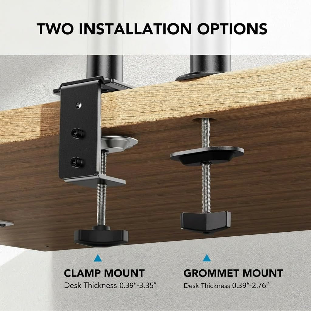 Adjustable Monitor Stand, Single Arm Desk Mount for 32 Inch Screen and 17 Inch Laptop, Heavy Duty Ergonomic Bracket Holds 22Lbs