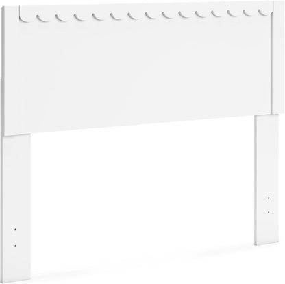 Signature Design by Ashley Hallityn Coastal Panel Headboard, Wood, Scallop Detail, Full, Headboard Attaches to Your Bed Frame (Not Included), Matte White Finish, (Headboard Only)