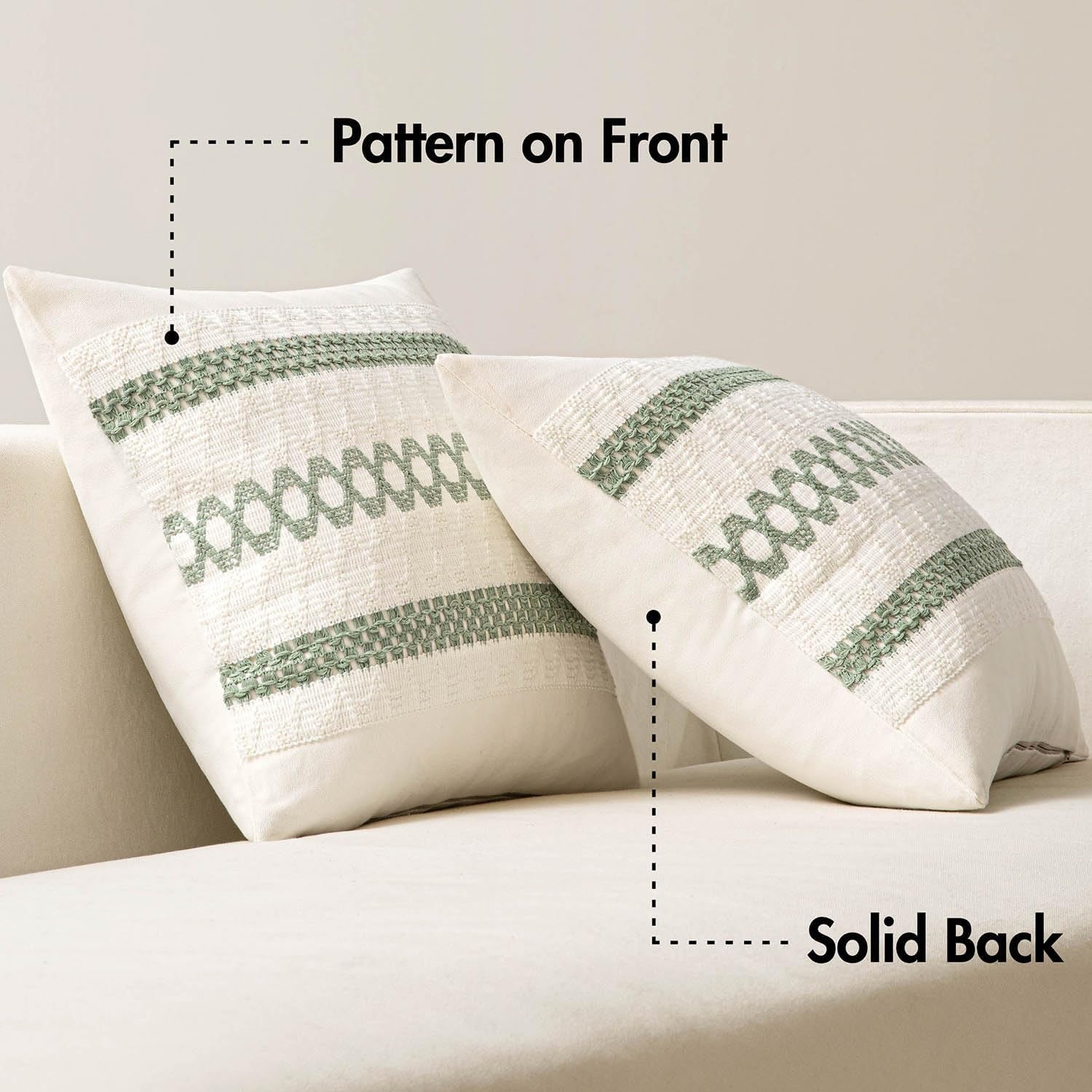 Set of 2 Sage Green Boho Decorative Lumbar Pillow Covers 12X20 Inch Farmhouse Rustic Couch Throw Pillows Modern Summer Cushion Covers Retro Cute Macrame Woven Home Decor for Bed Sofa Chair