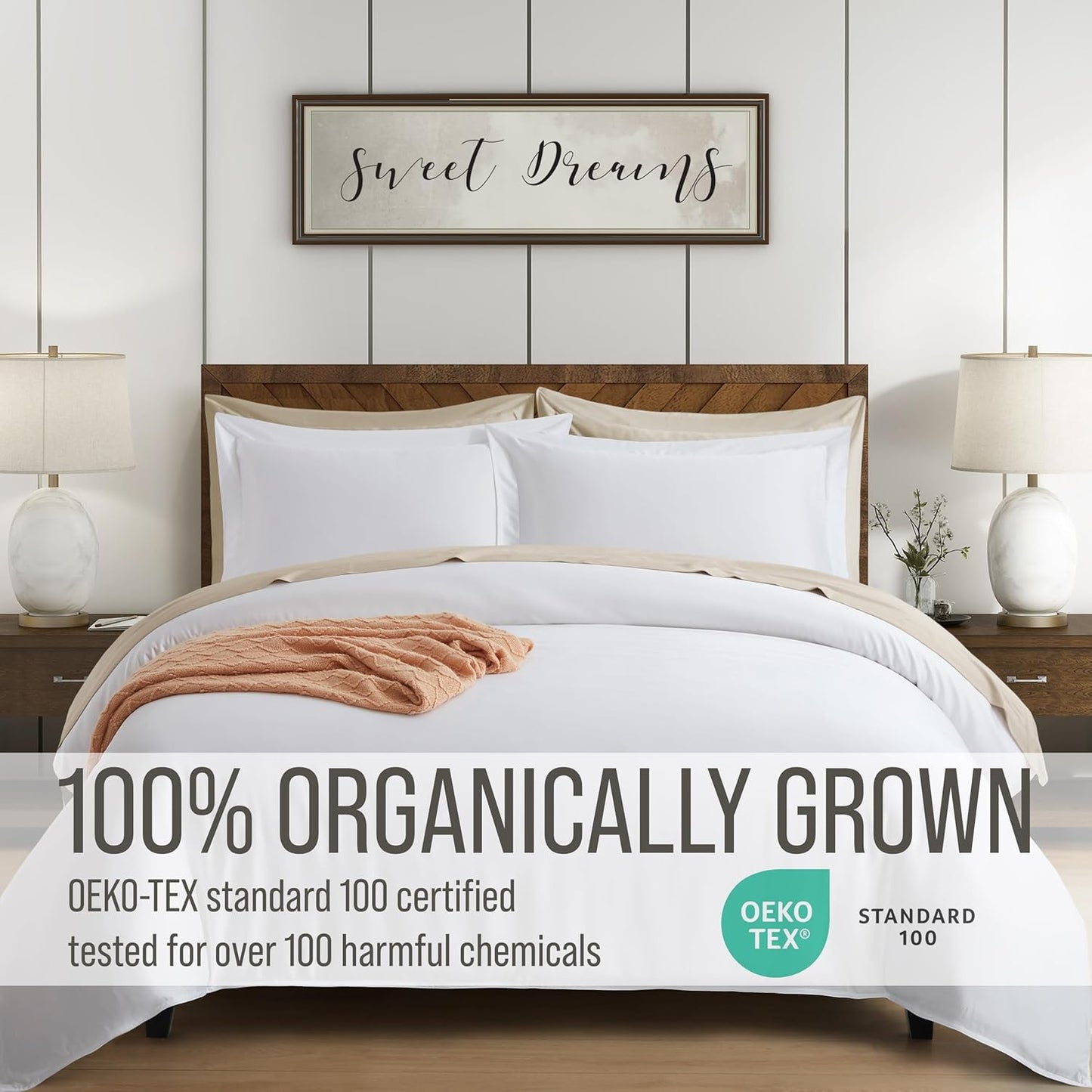 Bella Coterie Luxury Bamboo Viscose King Size Duvet Cover Set | 100% Organically Grown | Corner Ties | Ultra Soft | Cooling | Two Pillow Shams | 106 X 94 | No Insert [White]