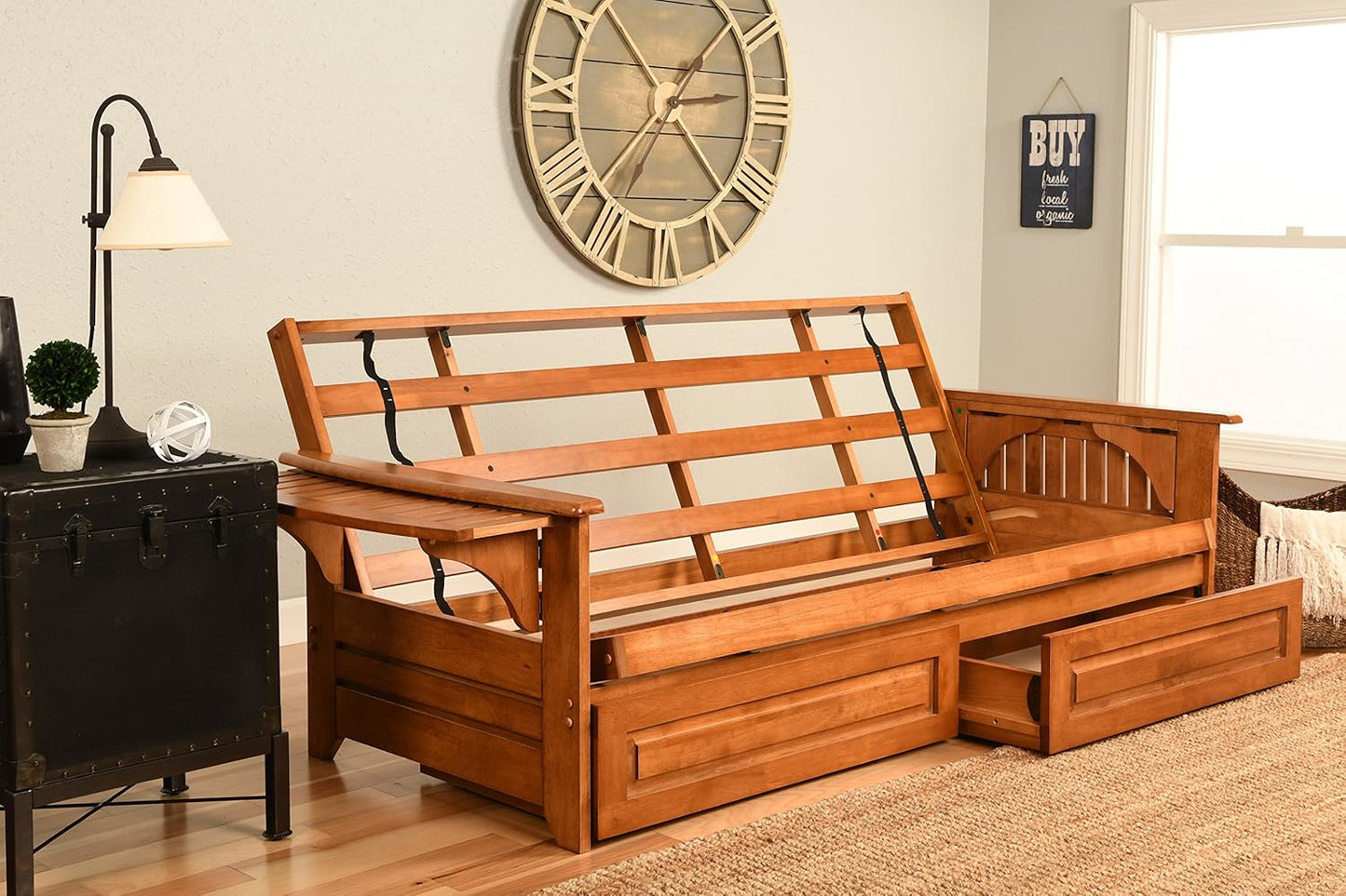 Phoenix Futon, Full, Suede Black