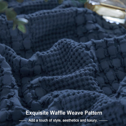 100% Cotton Waffle Pillow Shams King Size, 2 Pack 20" X 36" Soft Skin-Friendly Pillowcases, No Filling, Aesthetic Woven and Breathable Waffle Weave Pillow Case Covers for Bed, Blue Sapphire