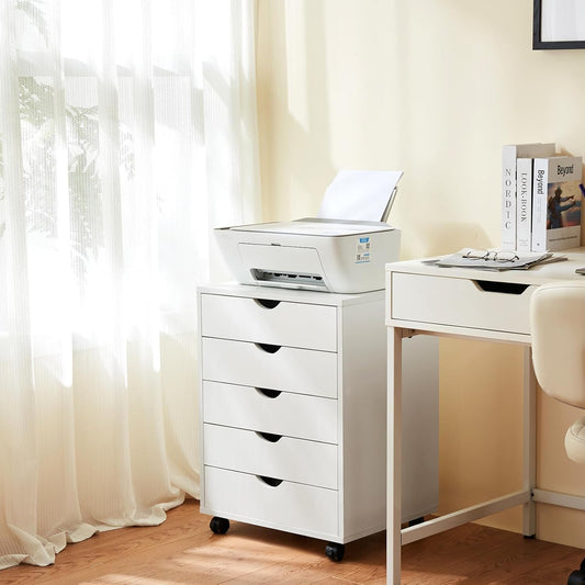 5 Drawer Chest, Storage Cabinet Dressers with Wheels, Dressers Storage Cabinets, Dresser Mobile Cabinet with Wheels, Room Organizer, Drawers Wood Organization Furniture for Office, Home, White