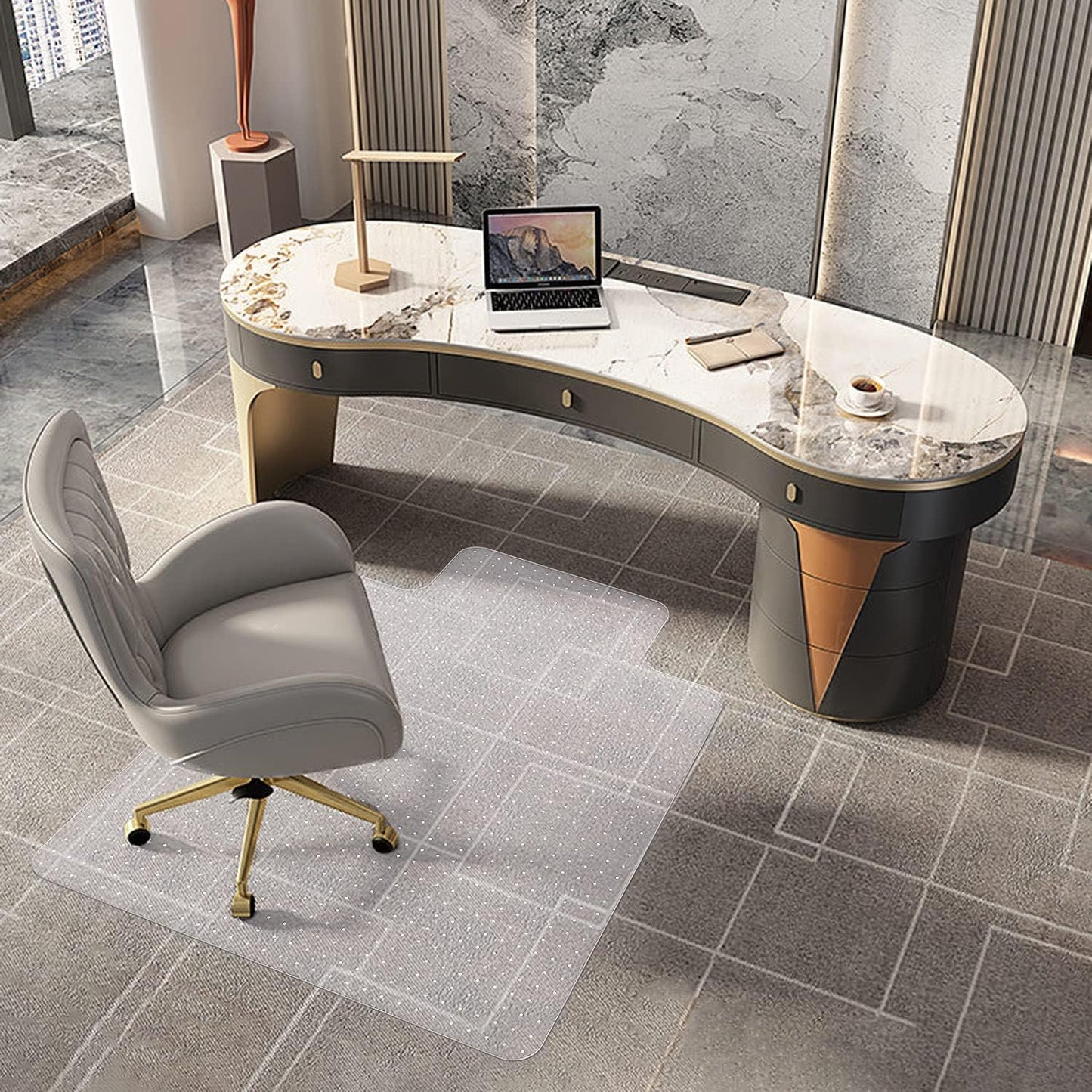 Chair Mat for Carpet - 48" X 36" Clear Plastic Floor Mat for Low Pile Carpet, Easy Glide Rolling Computer Desk Mats for Carpeted Floors, BPA and Phthalates Free (With Lip)