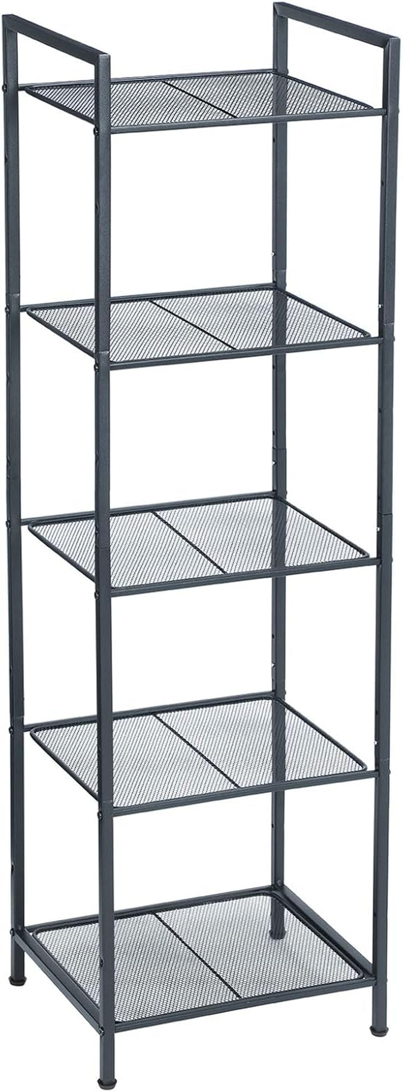 5-Tier Storage Rack, Bathroom Shelf, Extendable Plant Stand with Adjustable Shelf, for Bathroom, Living Room, Balcony, Kitchen, Black UBSC35BK, 11.8 X 15 X 50.4 Inches