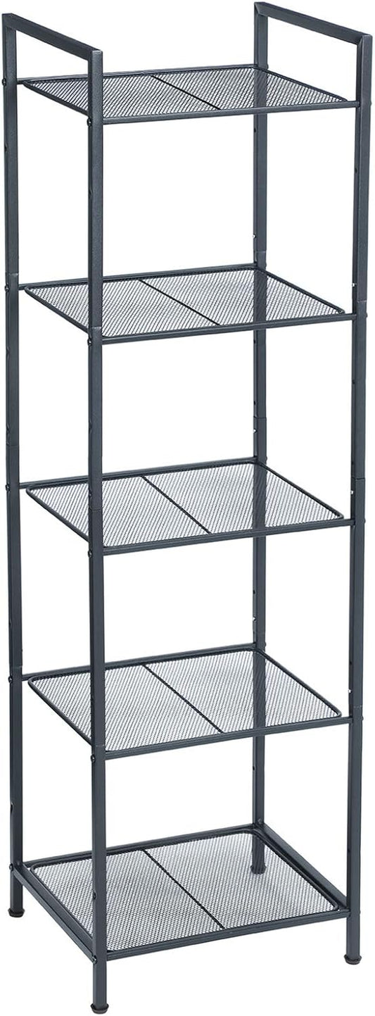 5-Tier Storage Rack, Bathroom Shelf, Extendable Plant Stand with Adjustable Shelf, for Bathroom, Living Room, Balcony, Kitchen, Black UBSC35BK, 11.8 X 15 X 50.4 Inches