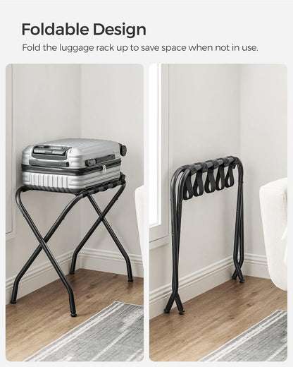 Luggage Rack, Pack of 2, Luggage Racks for Guest Room, Suitcase Stand, Steel Frame, Foldable, for Bedroom, Black URLR64B-2