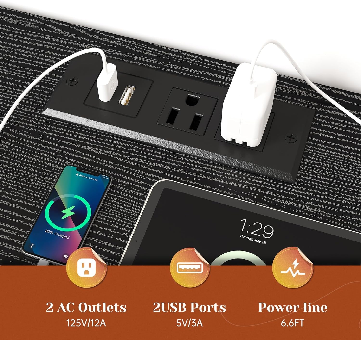 Black Dresser with LED Lights & Charging Station, TV Stand for 60'' TV, Wide Dressers & Chest of Drawers with Open Shelves, Living Room, Hallway, Study