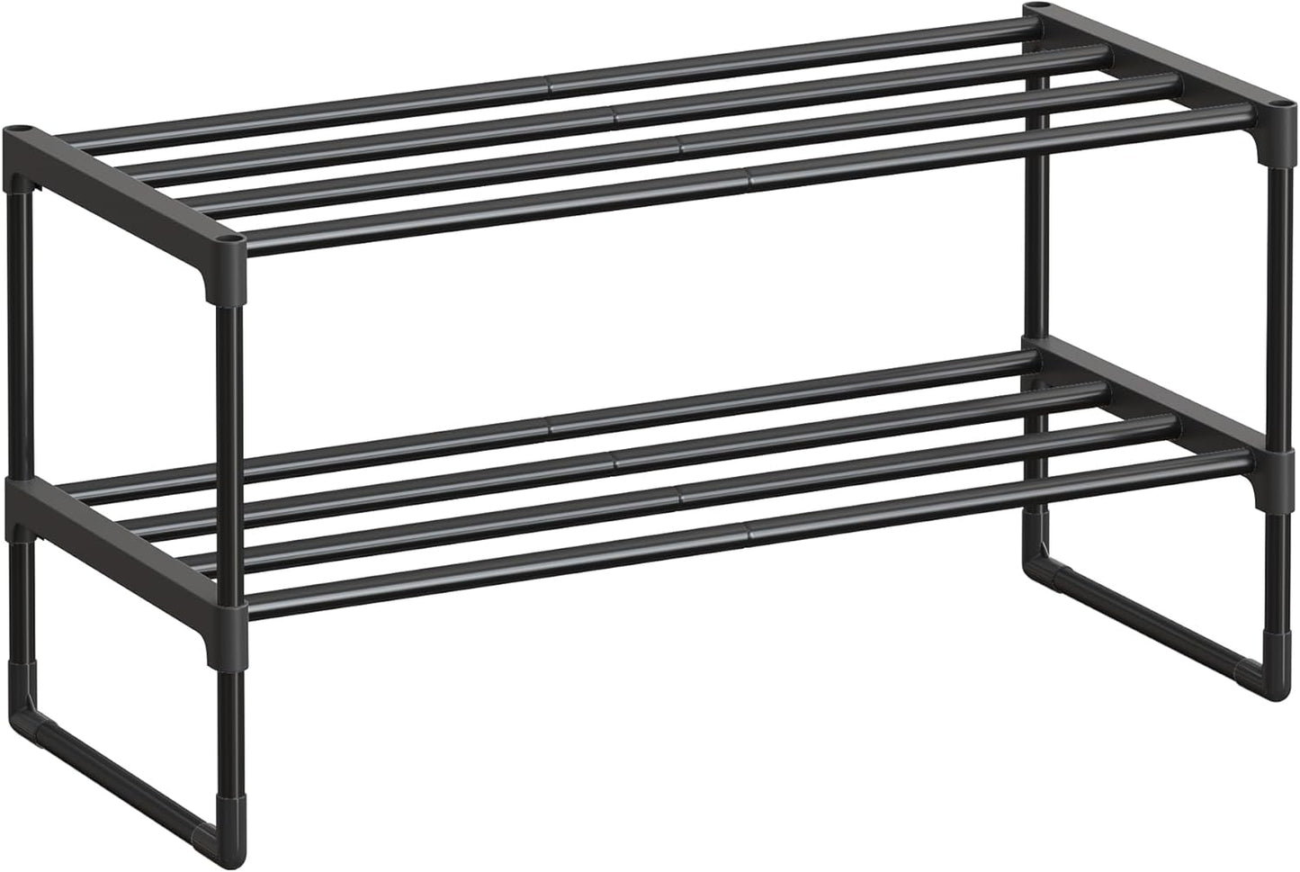 Shoe Rack, 2-Tier Shoe Organizer, Metal Storage Shelf, Upright or Upside Down, for 6-9 Pairs, Stackable, for Entryway, 11.8 X 26.8 X 13.2 Inches, Black ULSA202B01